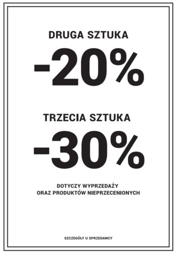 Dodatkowe -20% na drugą, -30% na trzecią sztukę