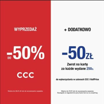 W CCC za każde wydane 250 zł otrzymaj 50 zł zwrotu na Kartę Podarunkową!