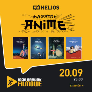 Już 20 września, Nocne Maratony Filmowe HELIOS zapraszają w kolejną, niezwykłą podróż do świata wytwórni GHIBLI i mistrza Hayao Miyazakiego.