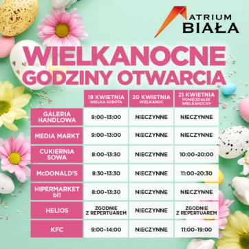 Wielkanocne godziny otwarcia Atrium Biała ðð·