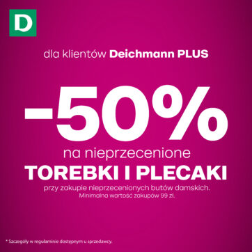 – 50% na nieprzecenione torebki i plecaki