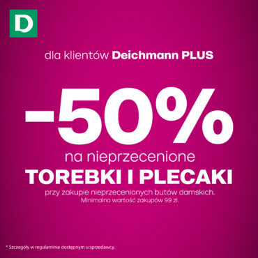 - 50% na nieprzecenione torebki i plecaki