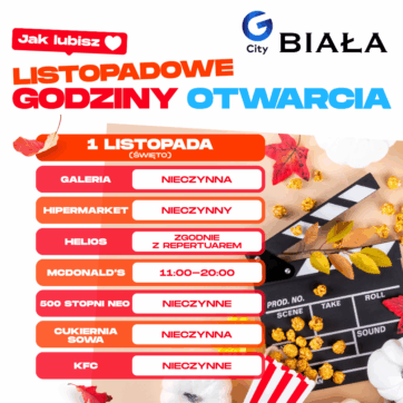 ð
 Godziny otwarcia 1 listopada (Wszystkich Świętych)