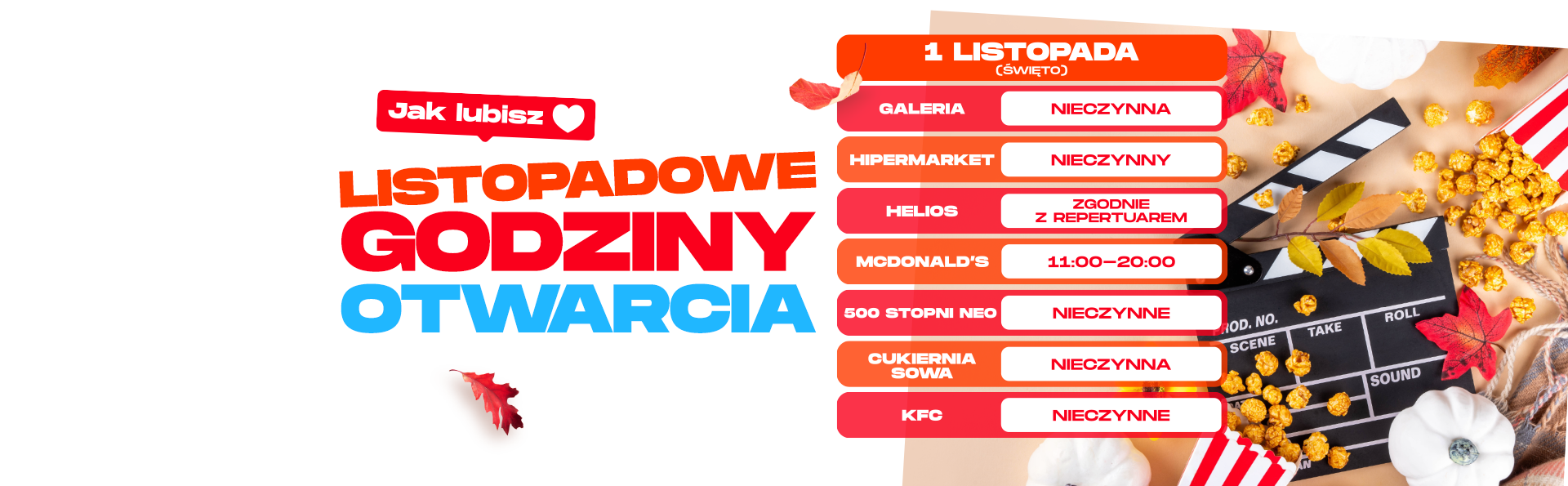 Godziny otwarcia 1 listopada (Wszystkich Świętych)