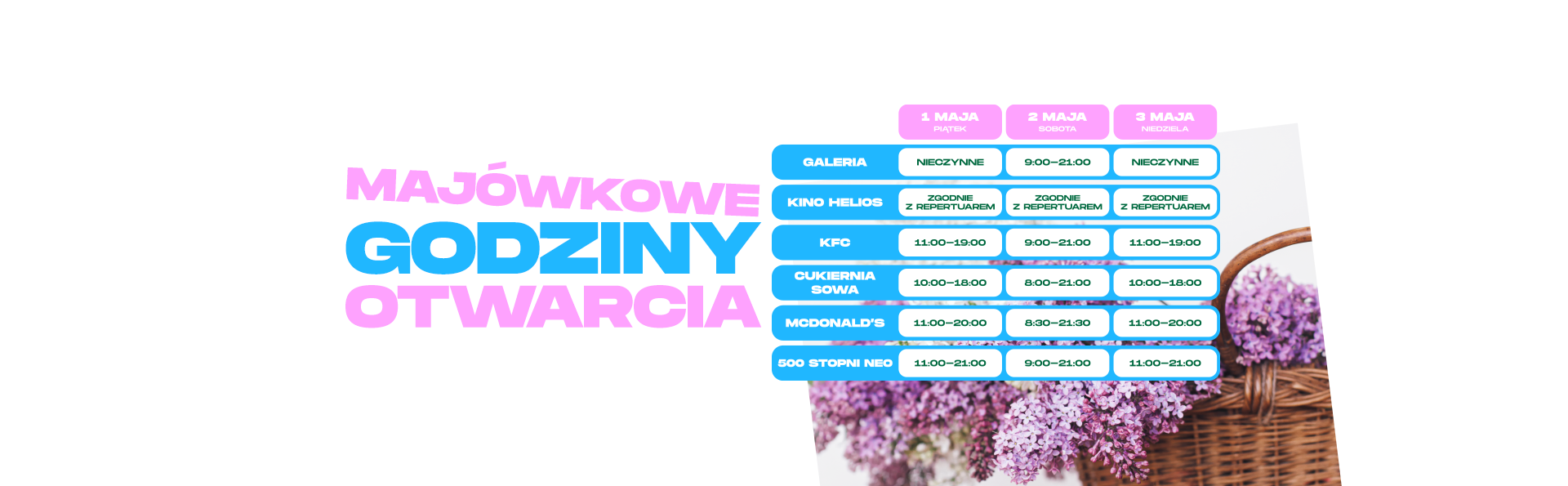 Majówkowe godziny otwarcia G City Biała