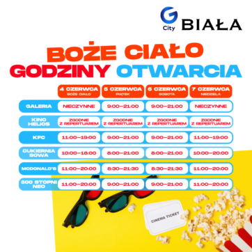 Godziny otwarcia G City Biała w Boże Ciało i długi weekend ð️ð¬