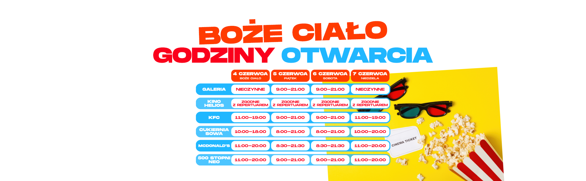 Godziny otwarcia G City Biała w Boże Ciało i długi weekend
