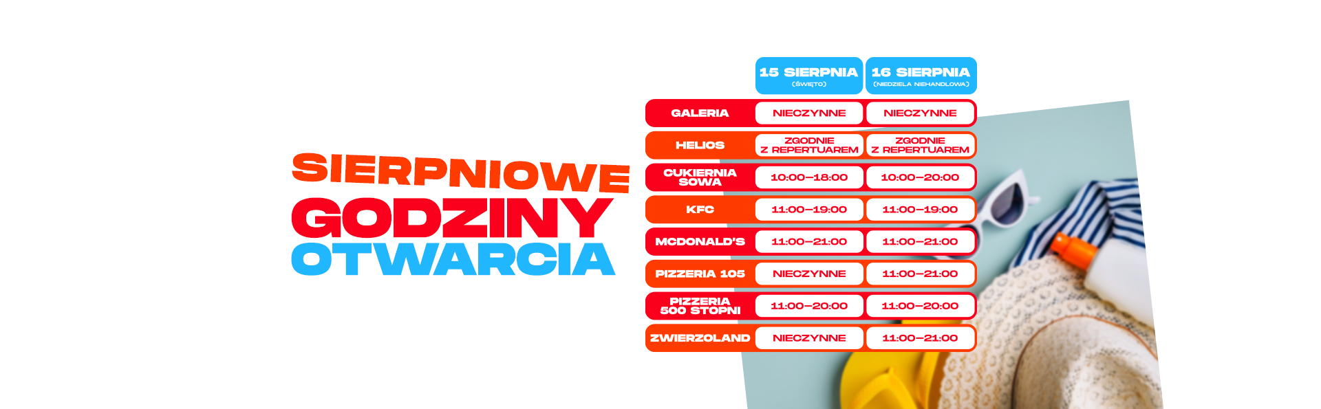 ð¢ Godziny otwarcia G City Biała | 15–16 sierpnia