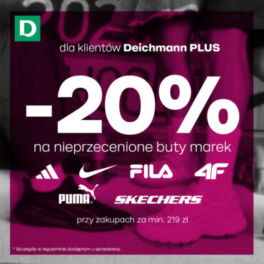 Rabat -20% nieprzecenione buty markowe przy zakupach za min. 219 zł.