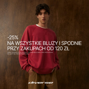 -25% na wszystkie bluzy i spodnie przy zakupach od 120 zł