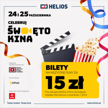 ð¬ Święto Kina w Heliosie – bilety na wszystkie filmy za 15 zł! 24-25 październikað¿